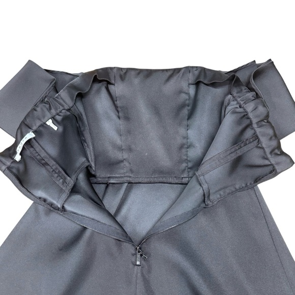 Sandro Black A-Line Cocktail Dress with Flutter Sleeves Mini Size 3 Black Satin - Picture 6 of 15